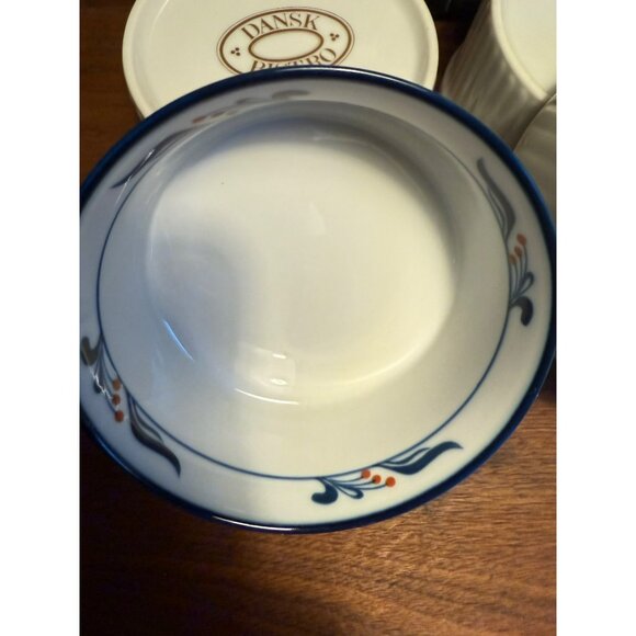 Dansk Bistro Cooks Collection Set Of Four Ramekins Maribo Pattern 4.5" Ceramic B - Picture 7 of 13
